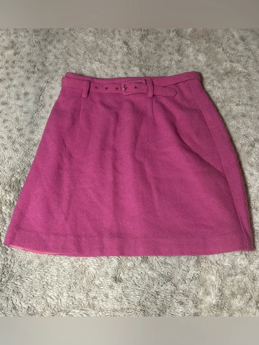 Vintage GUESS Collection Pink Wool Blend Belted Mini Skirt Sz 6 USA Made
